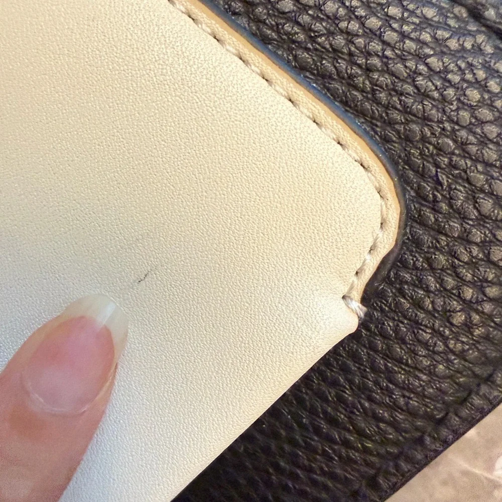 Coach Olive Green, White & Black Leather Shoulder Bag
